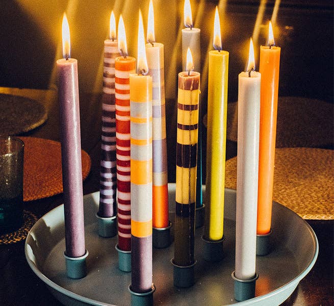 ABSTRACT Striped Mixed Set Eco Dinner Candles, 6 per pack: 6
