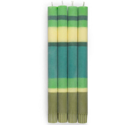 British Colour Standard Striped Grass, Beryl, Olive & Jasmine Eco Dinner Candles (4 pk)