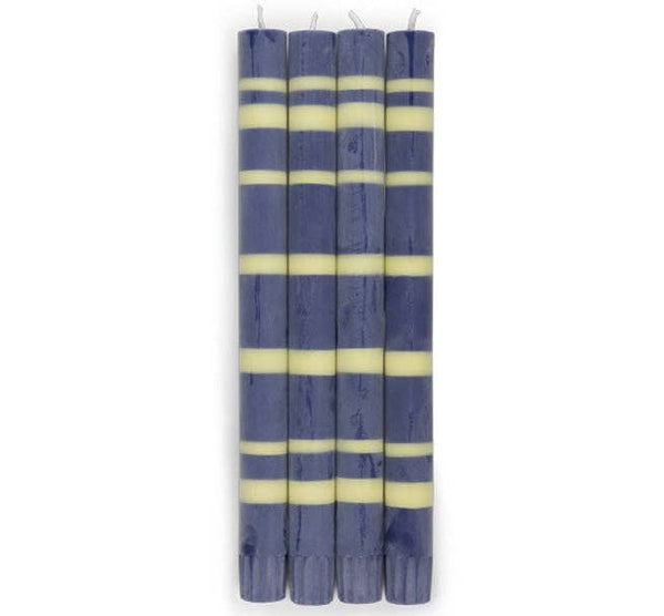 2 Striped Midnight Blue & Jasmine Eco Dinner Candles, 4 per pack: 6