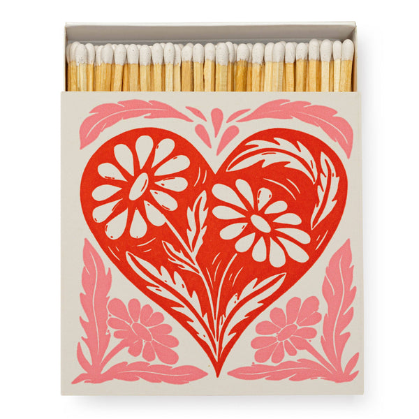 Botanical Heart - Square - Safety Matches