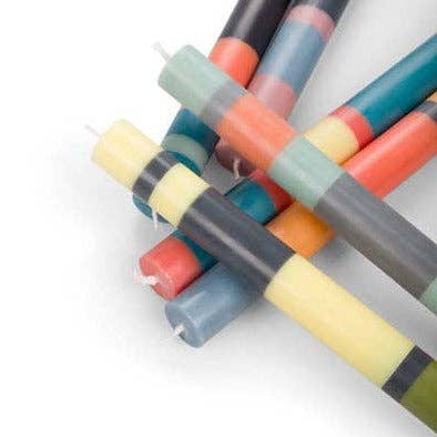 British Colour Standard Striped Grass, Beryl, Olive & Jasmine Eco Dinner Candles (4 pk)