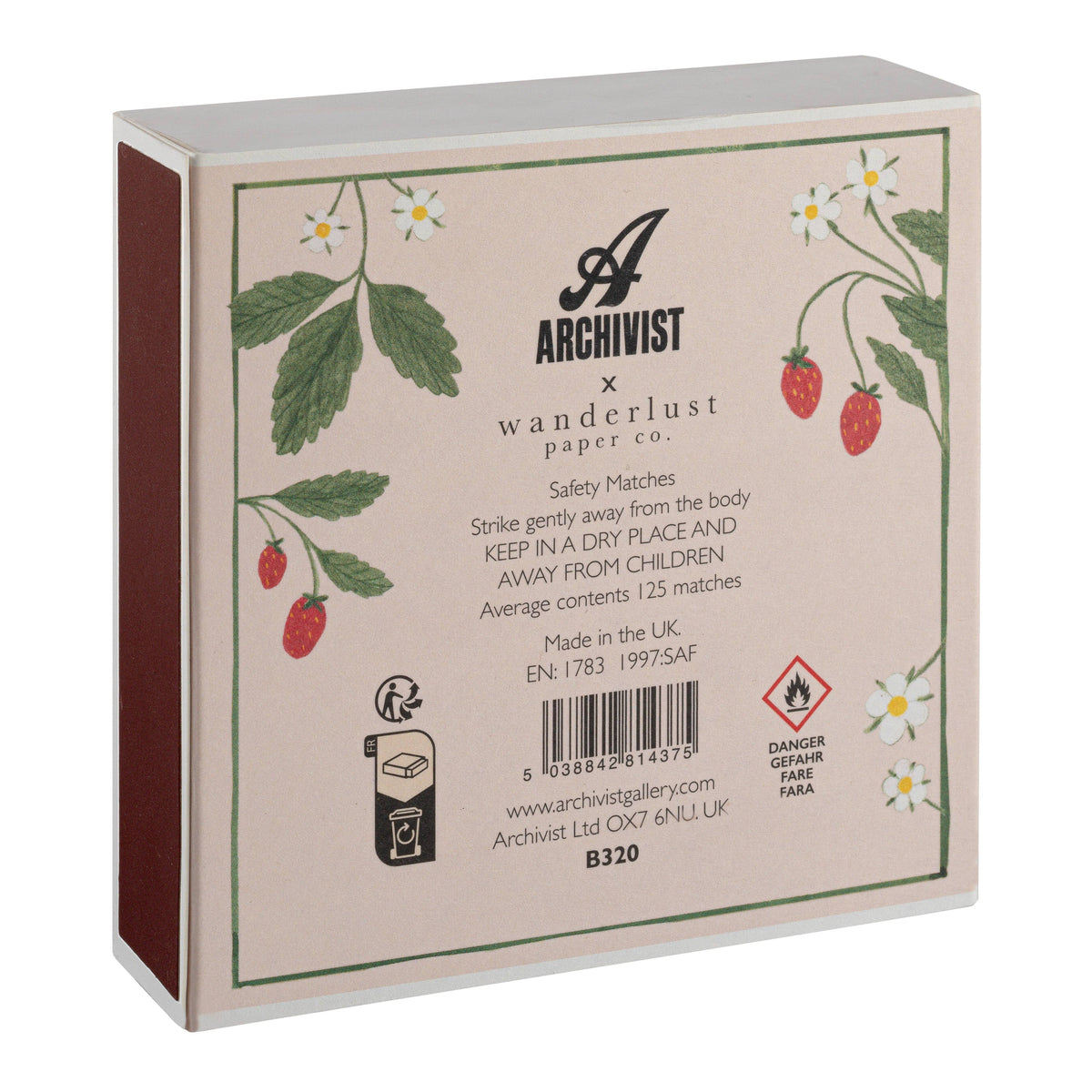 Strawberry - Square - Safety Matches